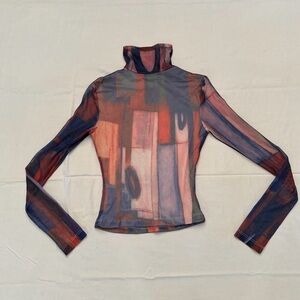 Princess Polly Multi-Color Abstract Mesh Turtleneck